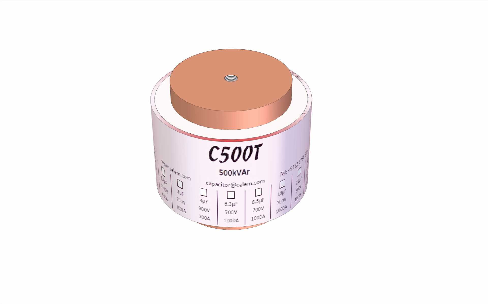 Celem Conduction Cooled Polypropylene Medium Frequency Power Capacitor C500t Celem Power Capacitors Celem Conduction Cooled Polypropylene Medium Frequency Power Capacitor C500t Celem Power Capacitors
